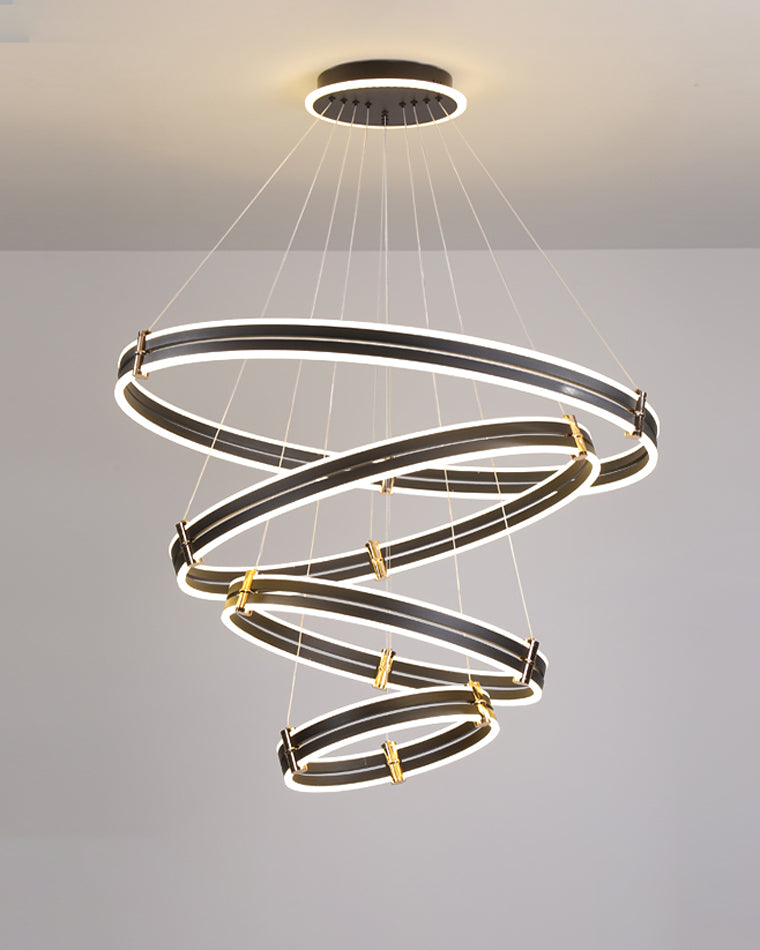 Diff Tiered Black Rings Chandelier-DF2172