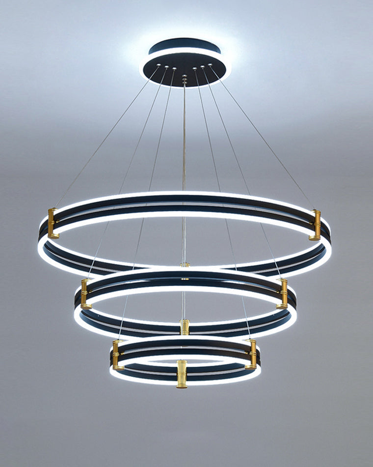 Diff Tiered Black Rings Chandelier-DF2172