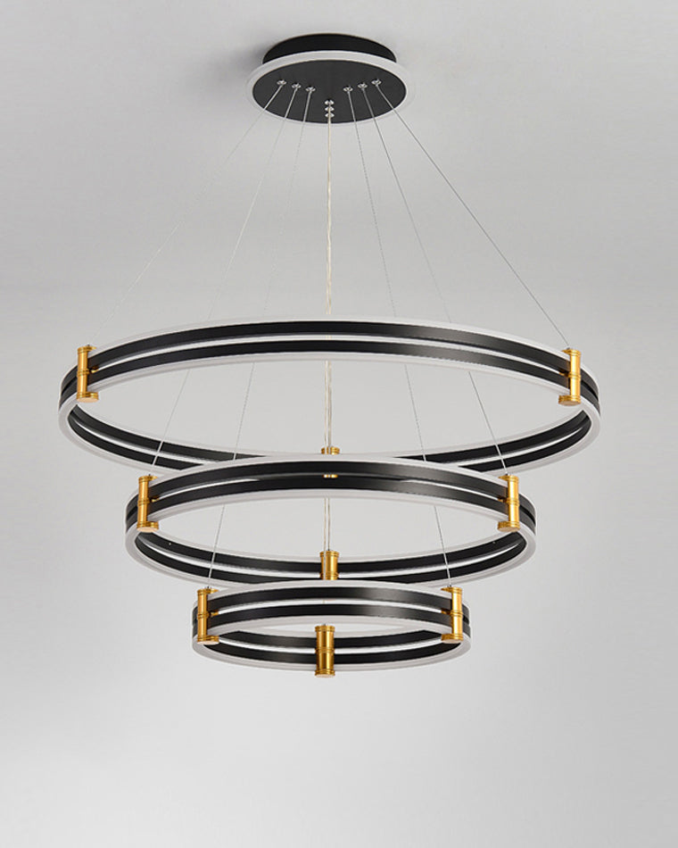 Diff Tiered Black Rings Chandelier-DF2172