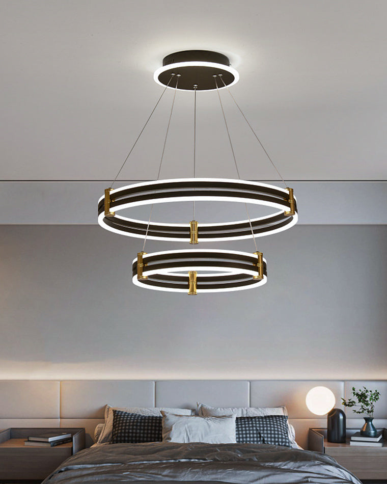 Diff Tiered Black Rings Chandelier-DF2172