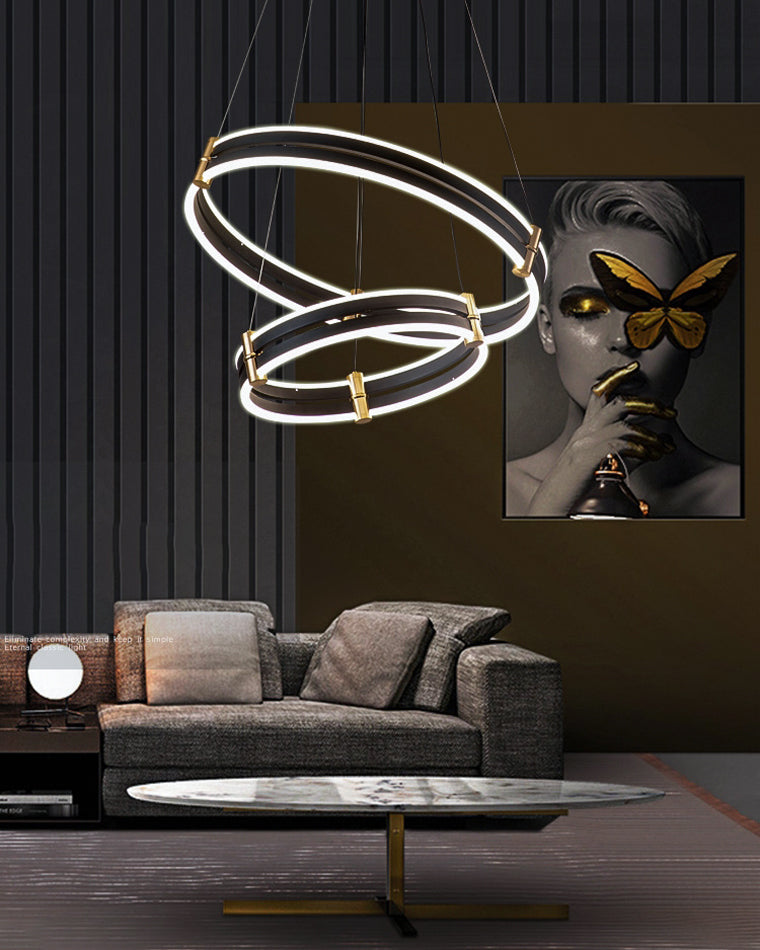 Diff Tiered Black Rings Chandelier-DF2172