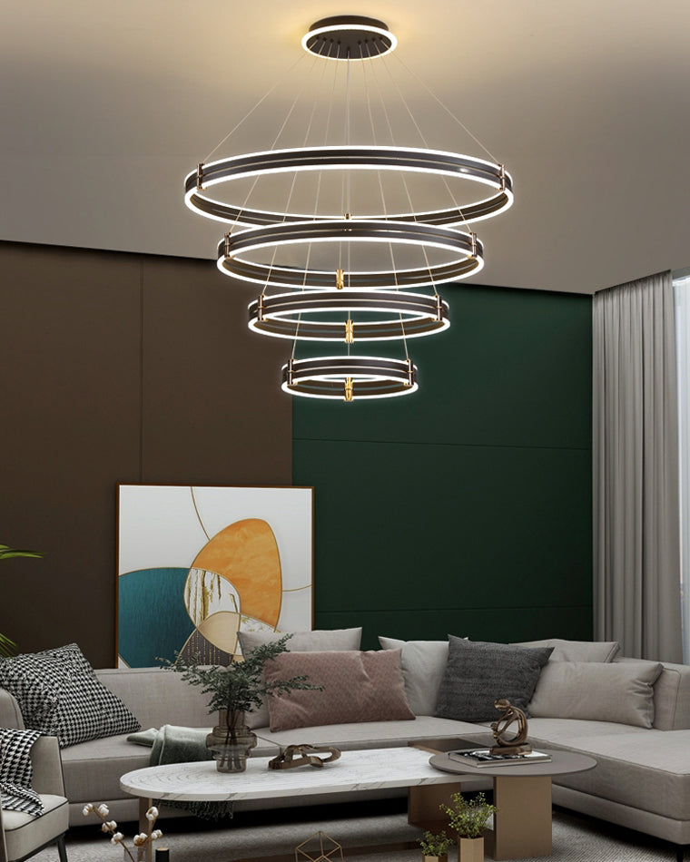 Diff Tiered Black Rings Chandelier-DF2172