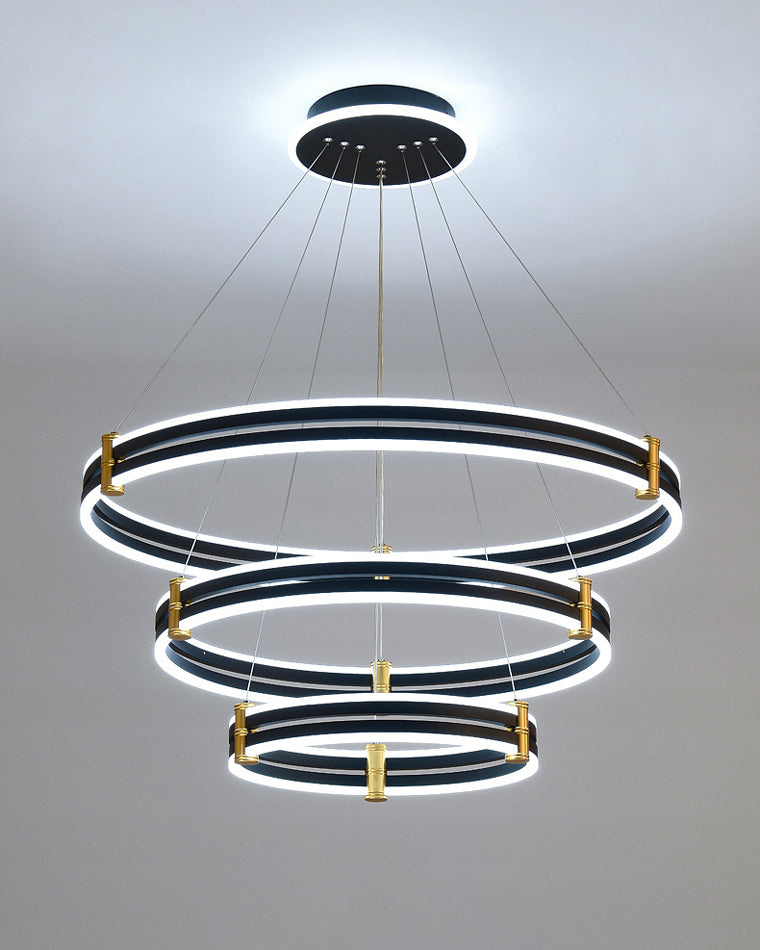 Diff Tiered Black Rings Chandelier-DF2172