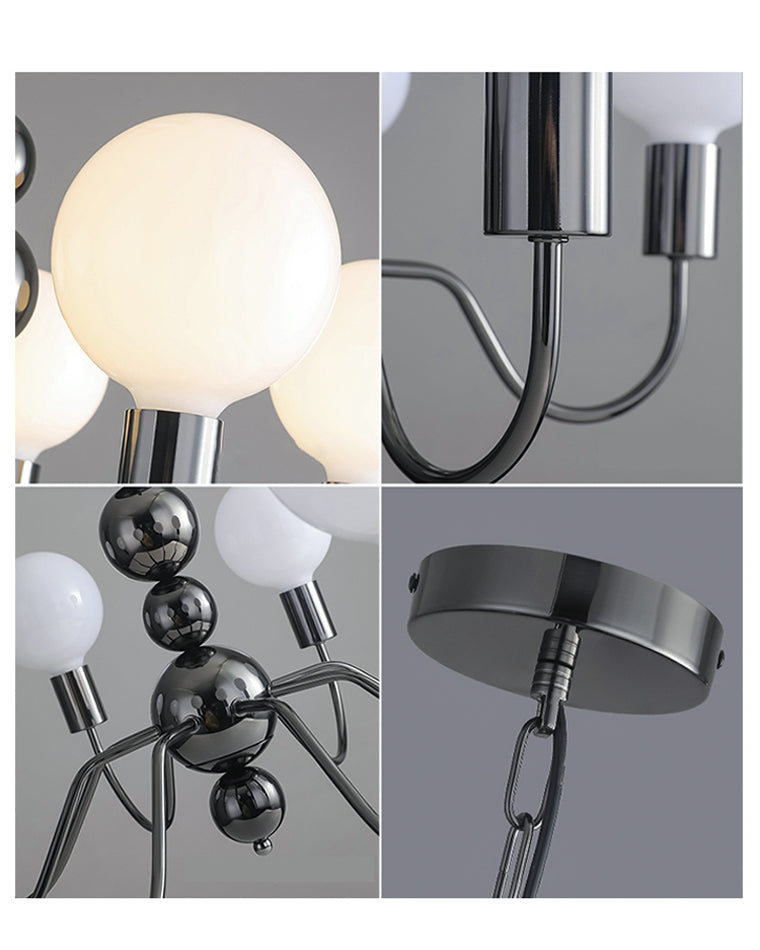 Diff Milk Glass Globe Black Arm Chandelier-DF2173