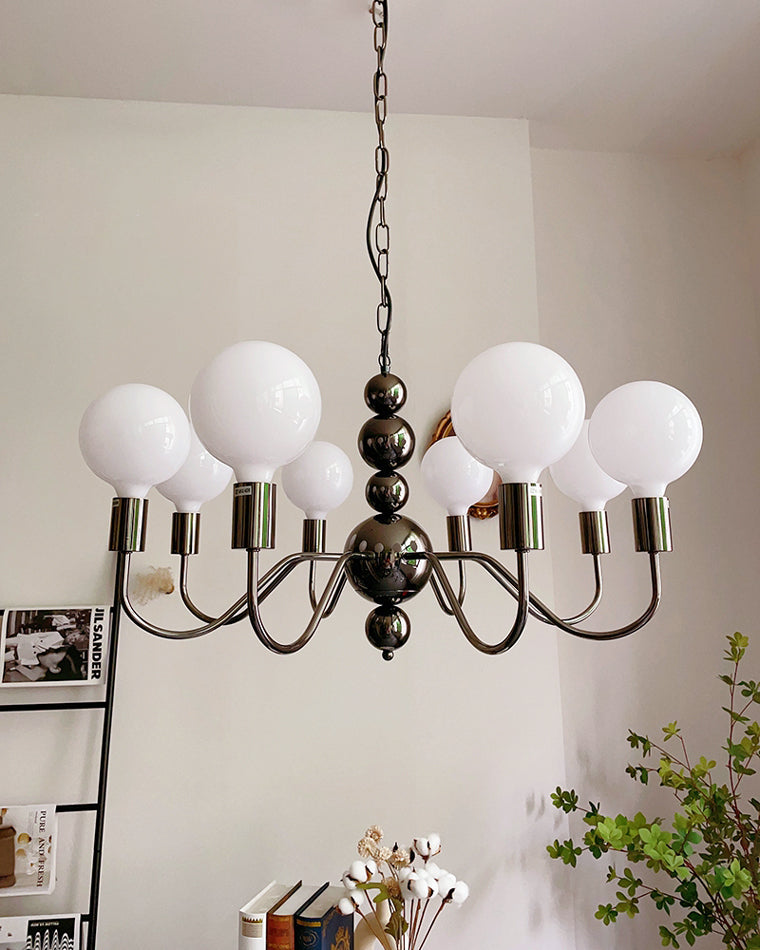 Diff Milk Glass Globe Black Arm Chandelier-DF2173