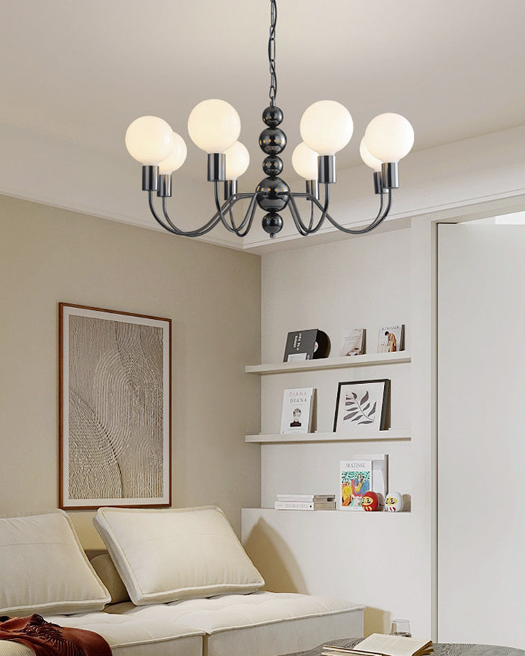 Diff Milk Glass Globe Black Arm Chandelier-DF2173