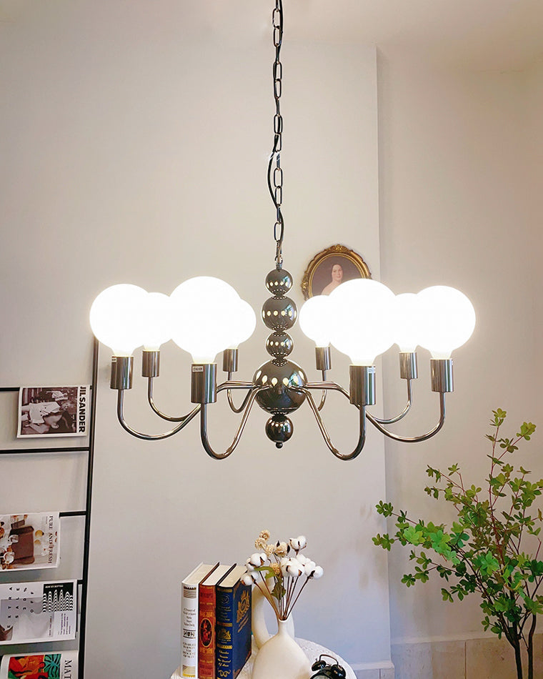 Diff Milk Glass Globe Black Arm Chandelier-DF2173