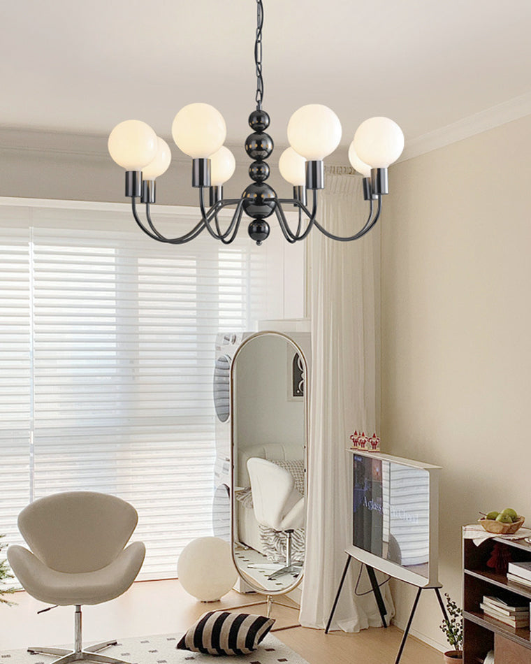Diff Milk Glass Globe Black Arm Chandelier-DF2173