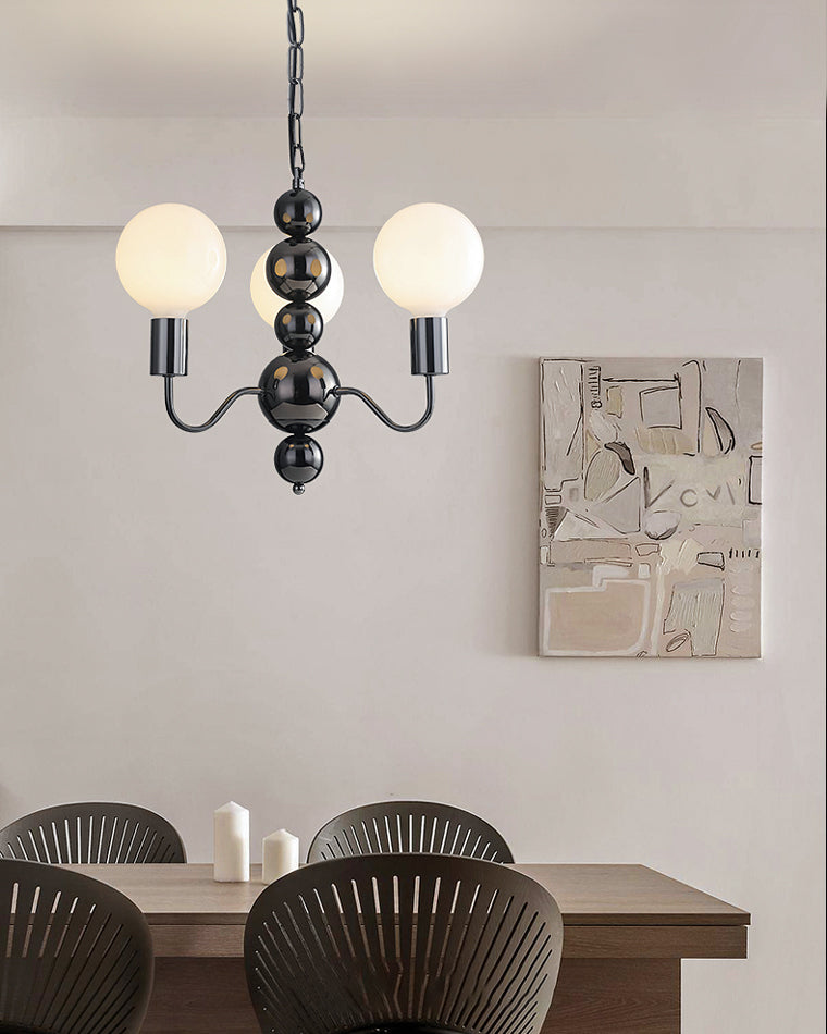 Diff Milk Glass Globe Black Arm Chandelier-DF2173