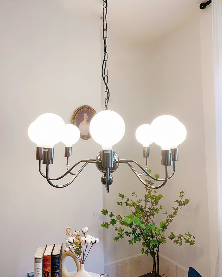 Diff Milk Glass Globe Black Arm Chandelier-DF2173