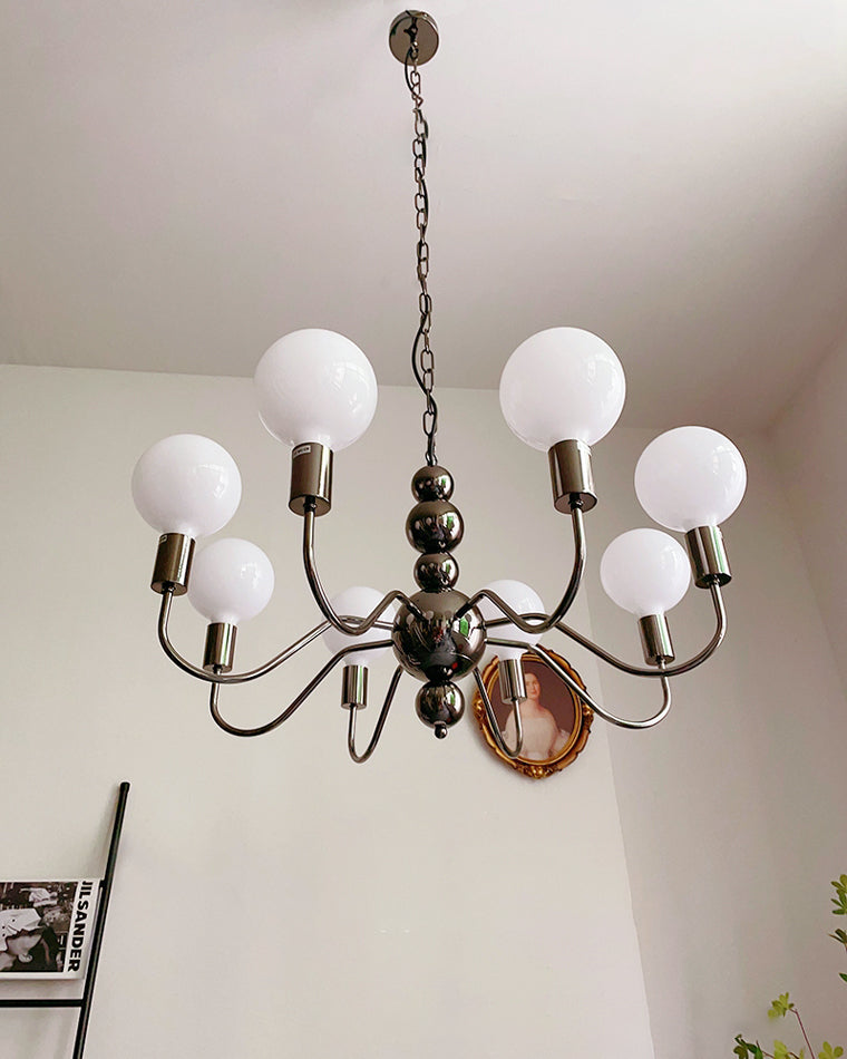 Diff Milk Glass Globe Black Arm Chandelier-DF2173