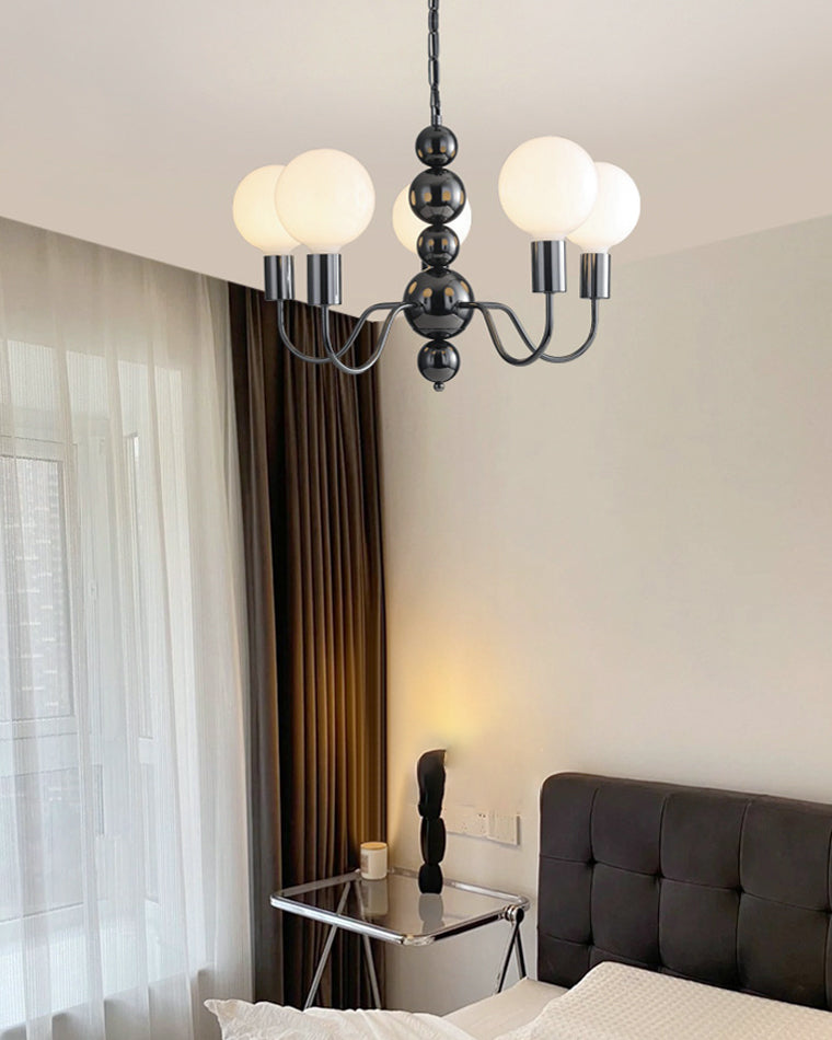 Diff Milk Glass Globe Black Arm Chandelier-DF2173