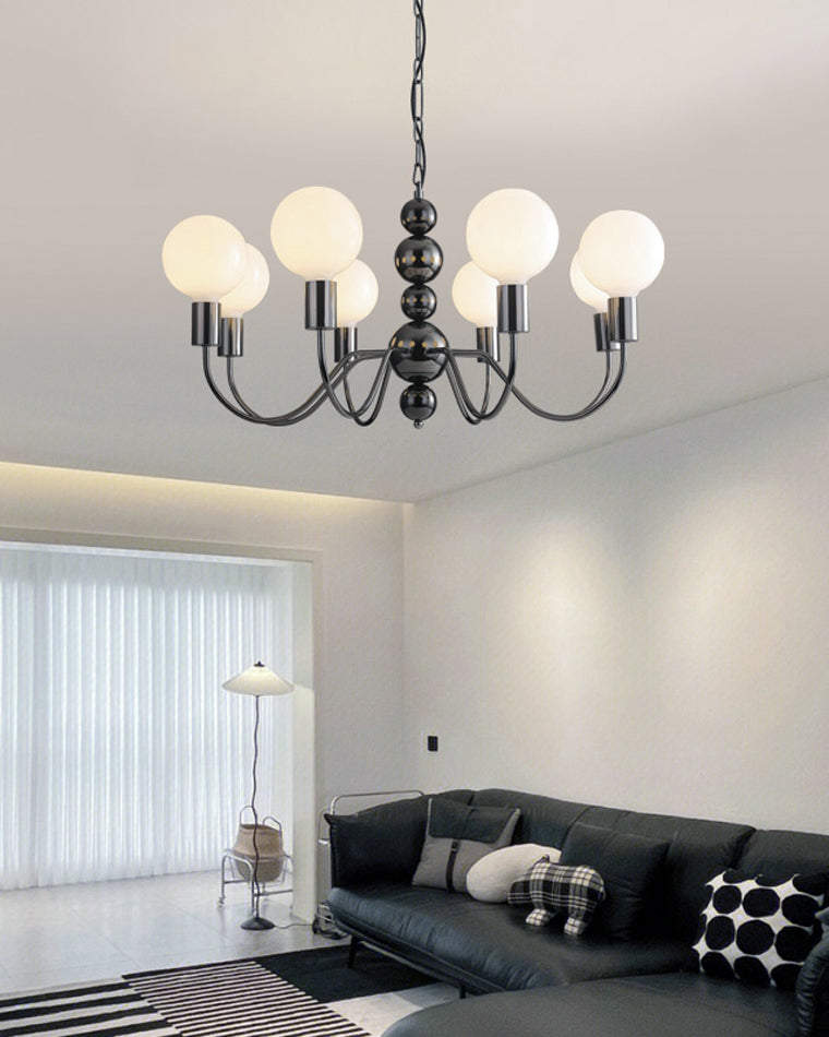 Diff Milk Glass Globe Black Arm Chandelier-DF2173