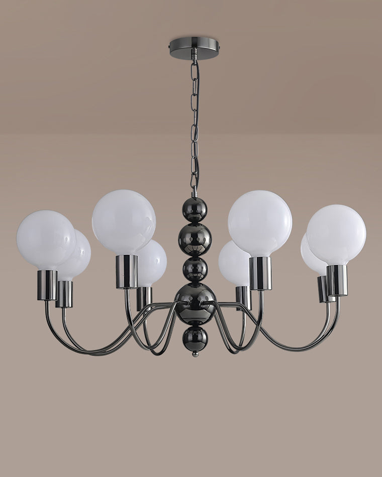 Diff Milk Glass Globe Black Arm Chandelier-DF2173