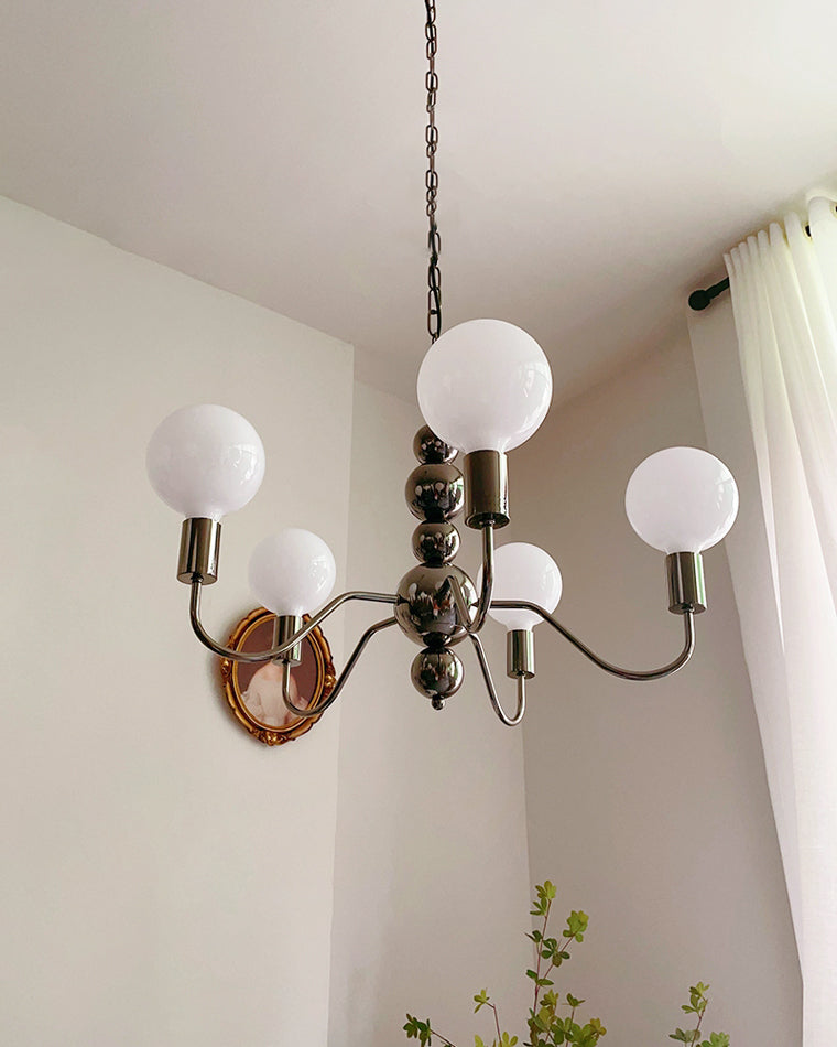 Diff Milk Glass Globe Black Arm Chandelier-DF2173