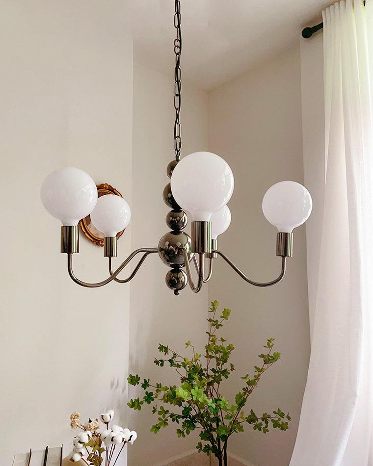 Diff Milk Glass Globe Black Arm Chandelier-DF2173