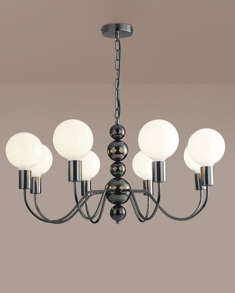 Diff Milk Glass Globe Black Arm Chandelier-DF2173