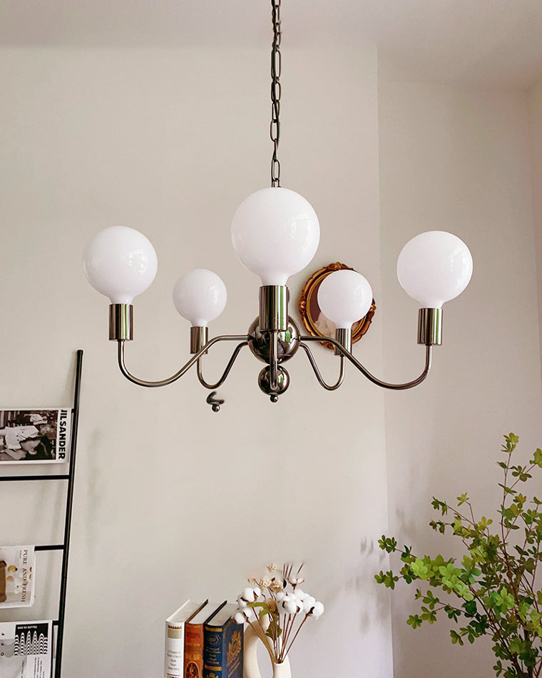 Diff Milk Glass Globe Black Arm Chandelier-DF2173