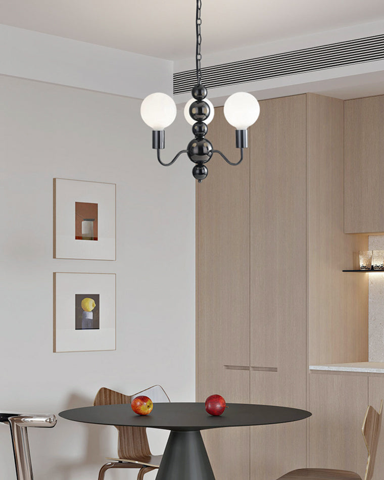 Diff Milk Glass Globe Black Arm Chandelier-DF2173