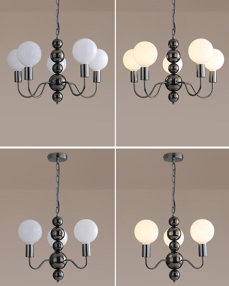 Diff Milk Glass Globe Black Arm Chandelier-DF2173