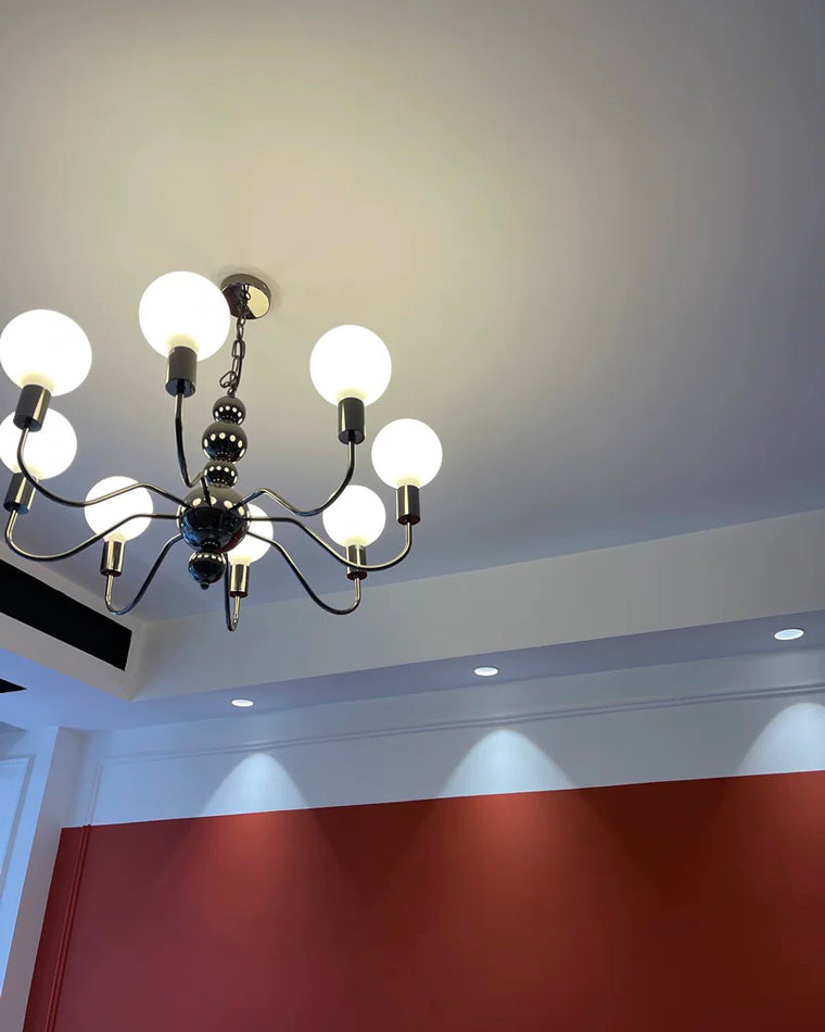 Diff Milk Glass Globe Black Arm Chandelier-DF2173
