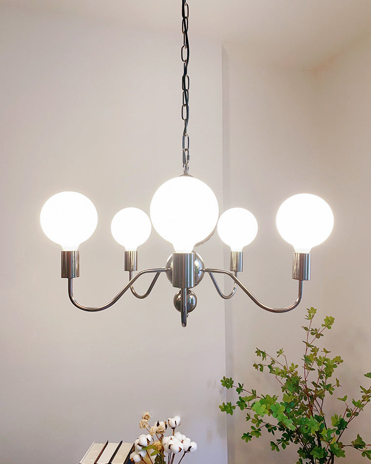 Diff Milk Glass Globe Black Arm Chandelier-DF2173