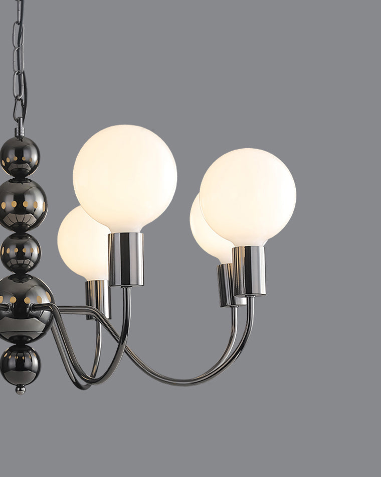 Diff Milk Glass Globe Black Arm Chandelier-DF2173