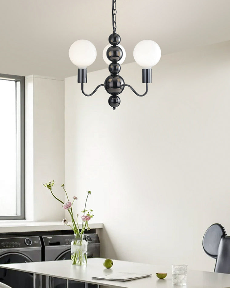 Diff Milk Glass Globe Black Arm Chandelier-DF2173