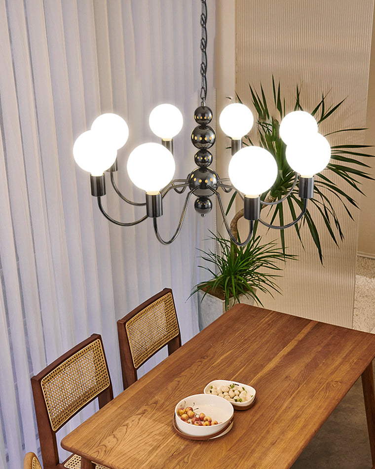 Diff Milk Glass Globe Black Arm Chandelier-DF2173