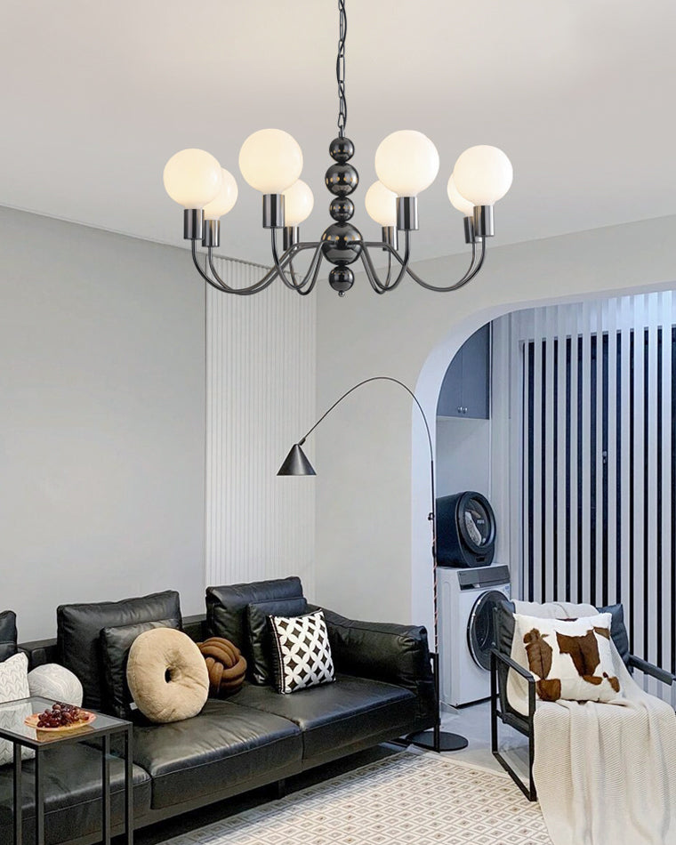 Diff Milk Glass Globe Black Arm Chandelier-DF2173