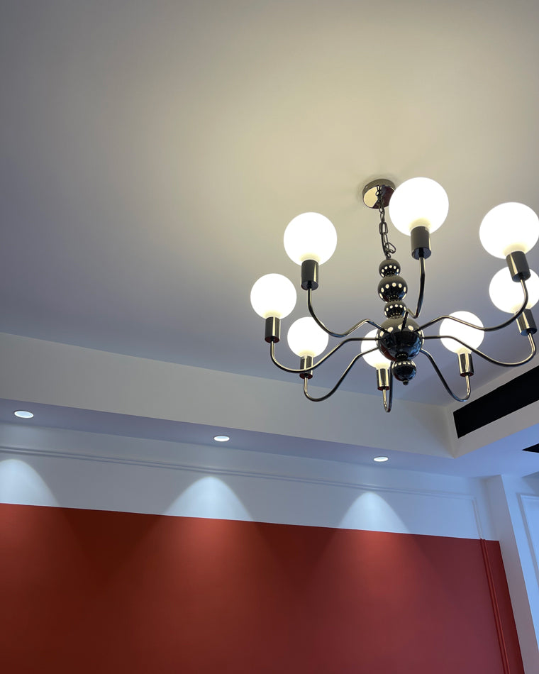 Diff Milk Glass Globe Black Arm Chandelier-DF2173