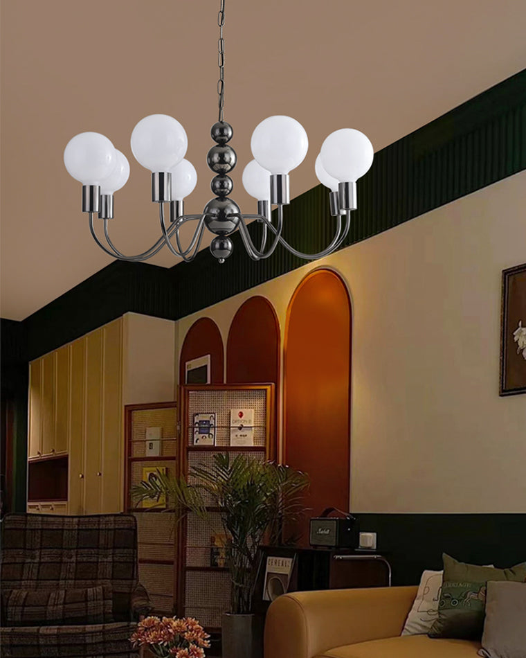 Diff Milk Glass Globe Black Arm Chandelier-DF2173