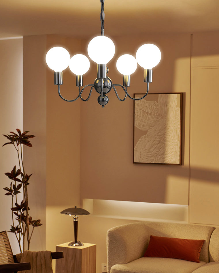 Diff Milk Glass Globe Black Arm Chandelier-DF2173
