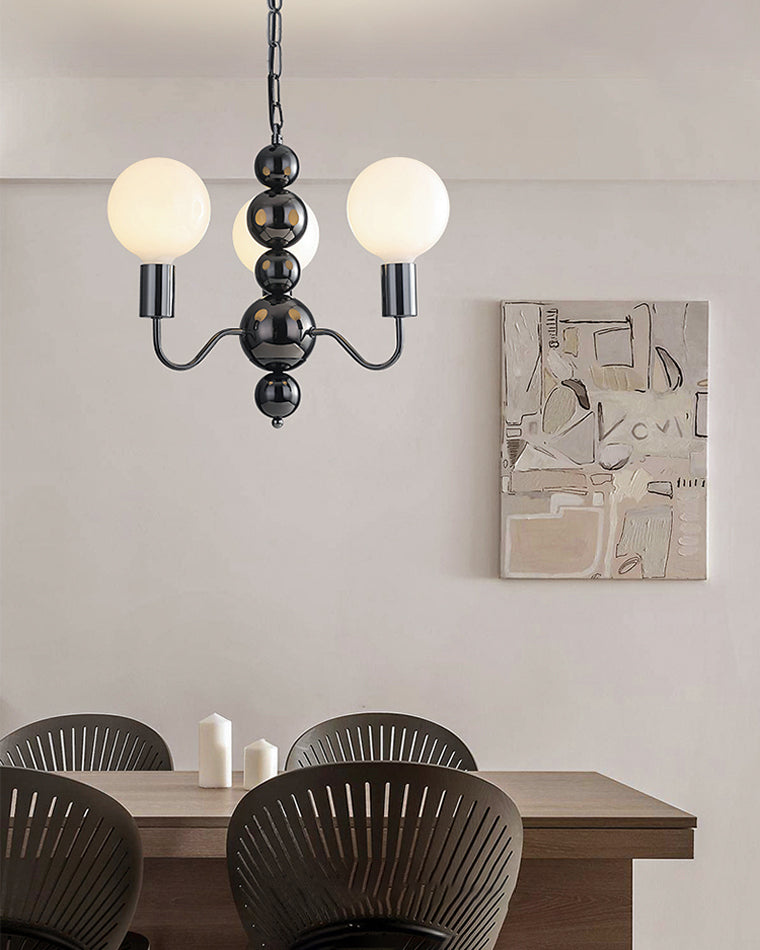 Diff Milk Glass Globe Black Arm Chandelier-DF2173
