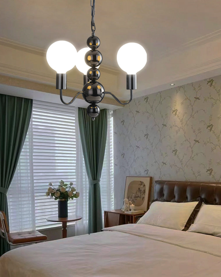 Diff Milk Glass Globe Black Arm Chandelier-DF2173