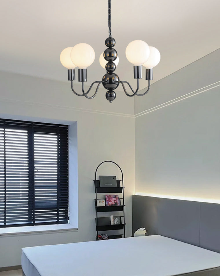 Diff Milk Glass Globe Black Arm Chandelier-DF2173