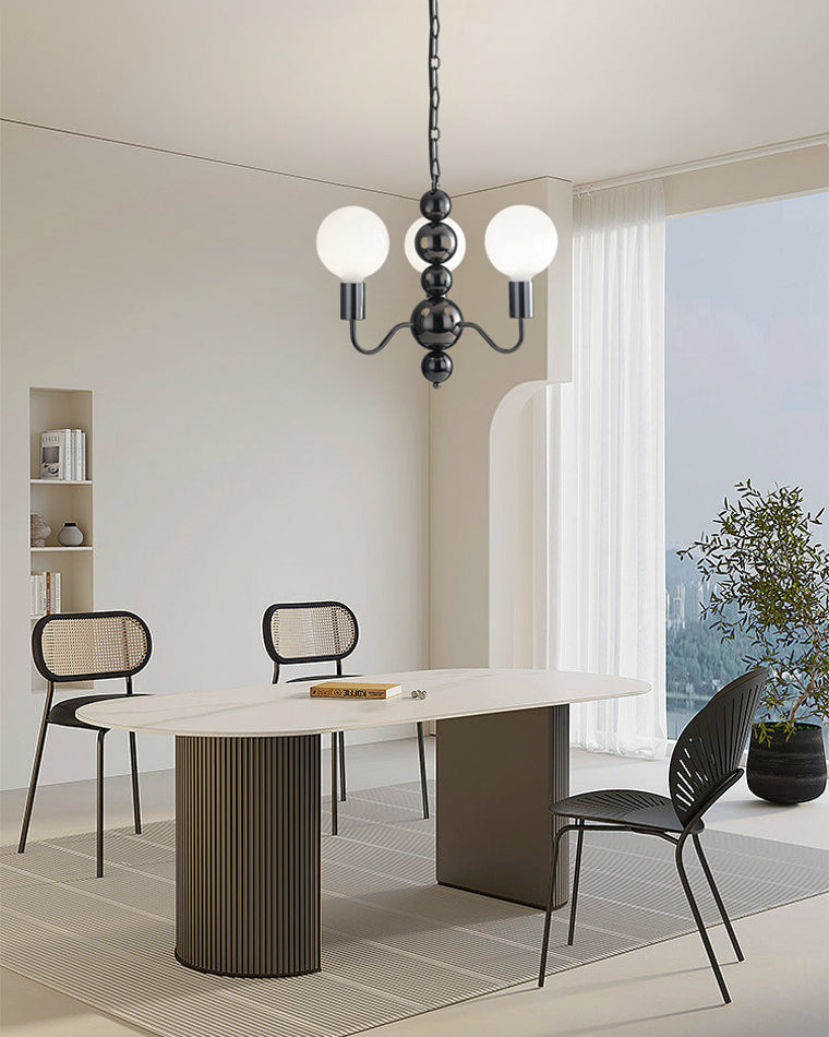 Diff Milk Glass Globe Black Arm Chandelier-DF2173