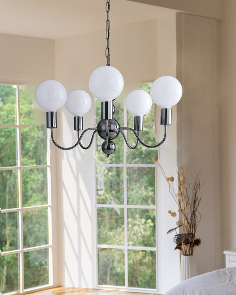 Diff Milk Glass Globe Black Arm Chandelier-DF2173