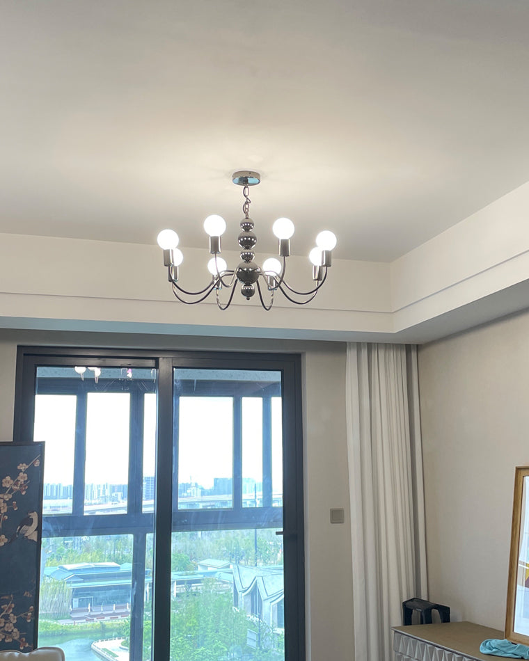 Diff Milk Glass Globe Black Arm Chandelier-DF2173