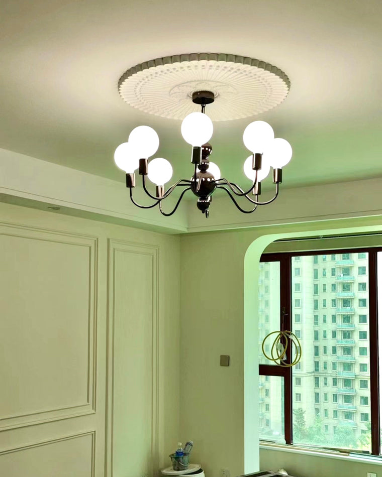 Diff Milk Glass Globe Black Arm Chandelier-DF2173