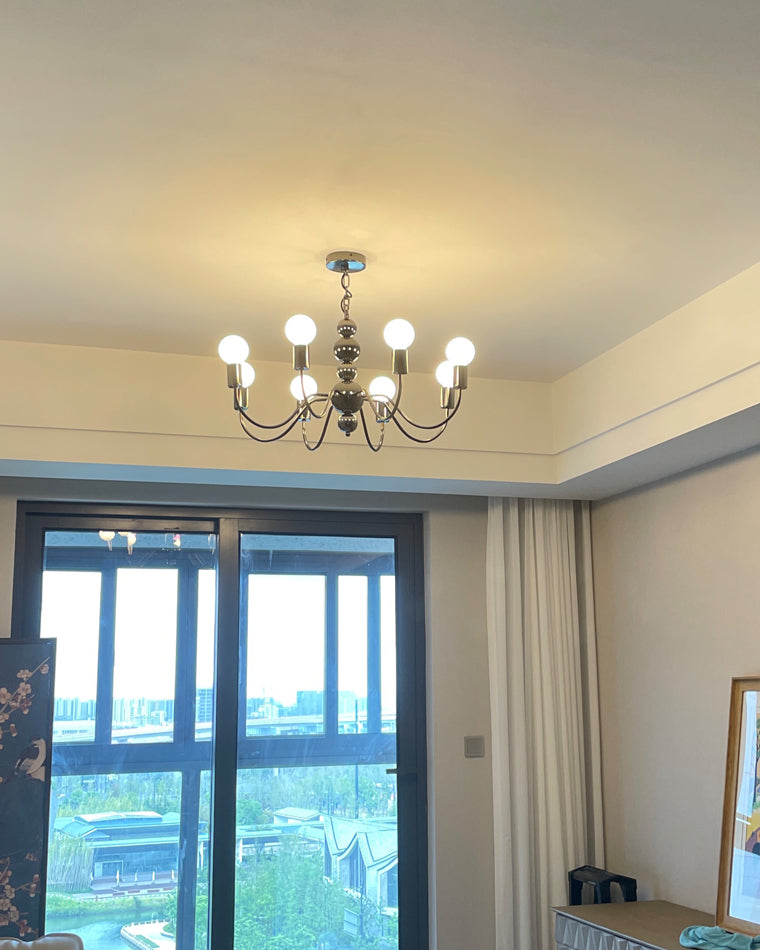 Diff Milk Glass Globe Black Arm Chandelier-DF2173