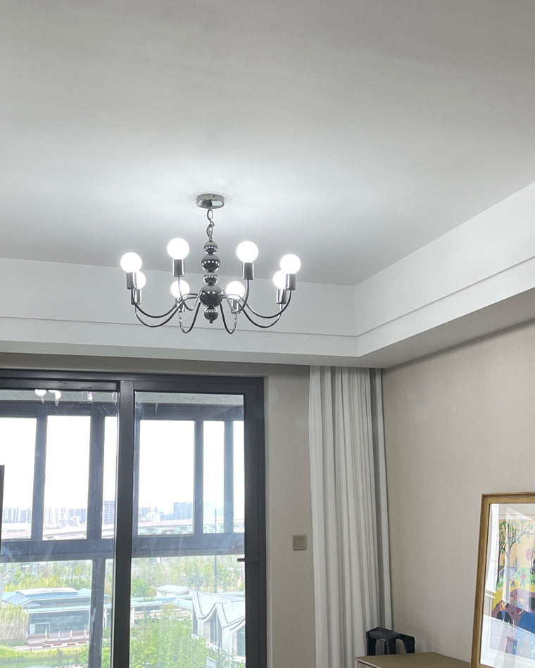 Diff Milk Glass Globe Black Arm Chandelier-DF2173