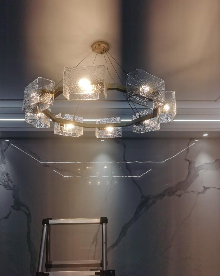 Diff Textured Glass Round Chandelier-DF2174