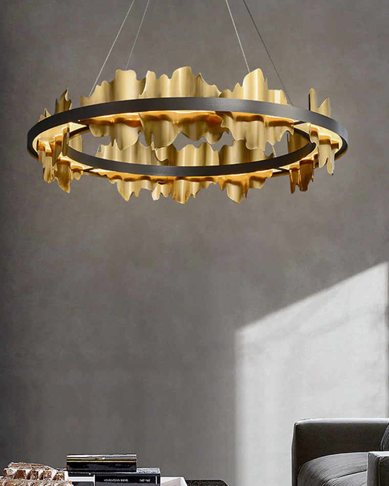 Diff Iceberg 2 Tier Round Black and Gold Chandelier-DF2183