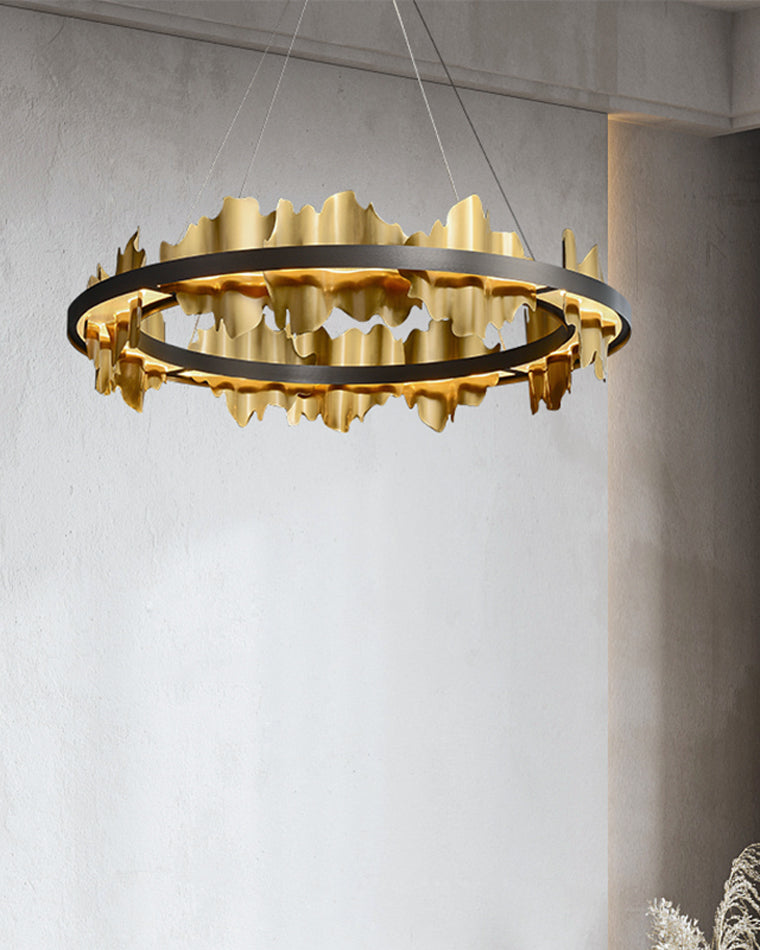 Diff Iceberg 2 Tier Round Black and Gold Chandelier-DF2183