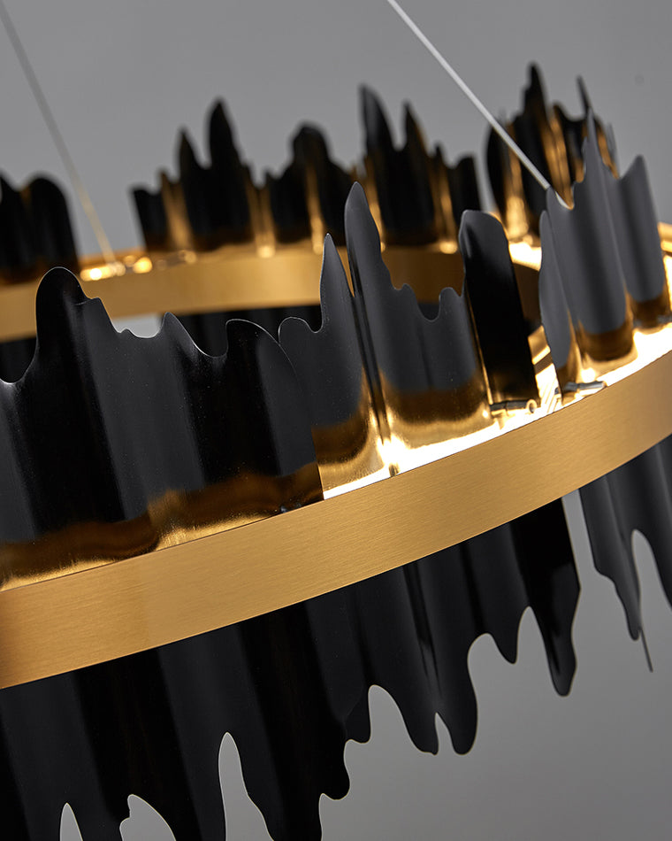 Diff Iceberg 2 Tier Round Black and Gold Chandelier-DF2183