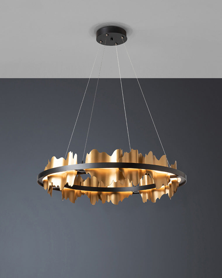 Diff Iceberg 2 Tier Round Black and Gold Chandelier-DF2183