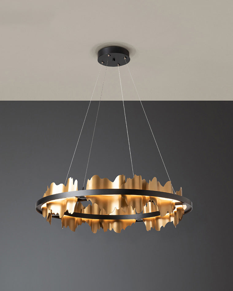 Diff Iceberg 2 Tier Round Black and Gold Chandelier-DF2183