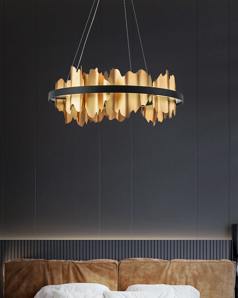 Diff Iceberg 2 Tier Round Black and Gold Chandelier-DF2183