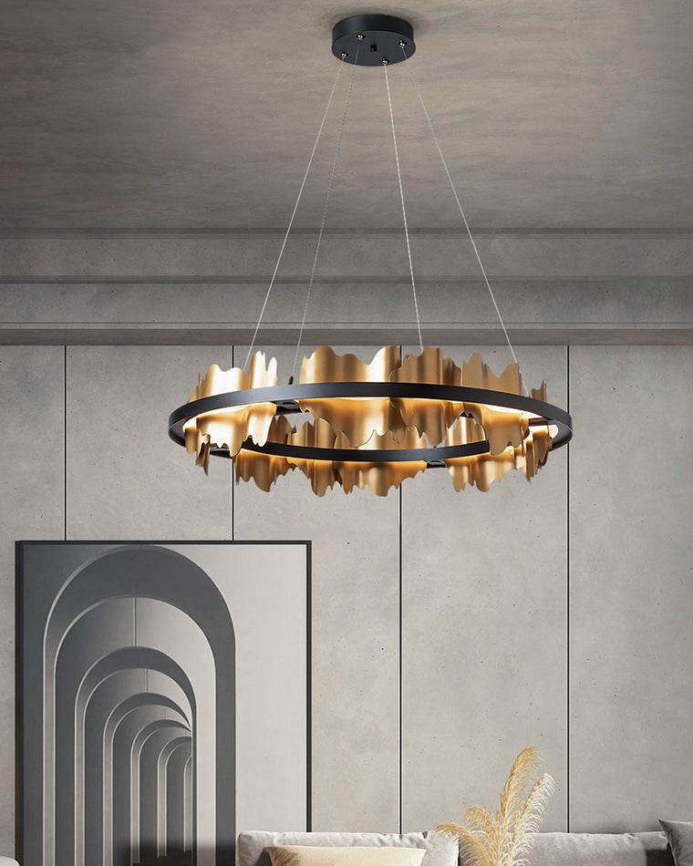 Diff Iceberg 2 Tier Round Black and Gold Chandelier-DF2183